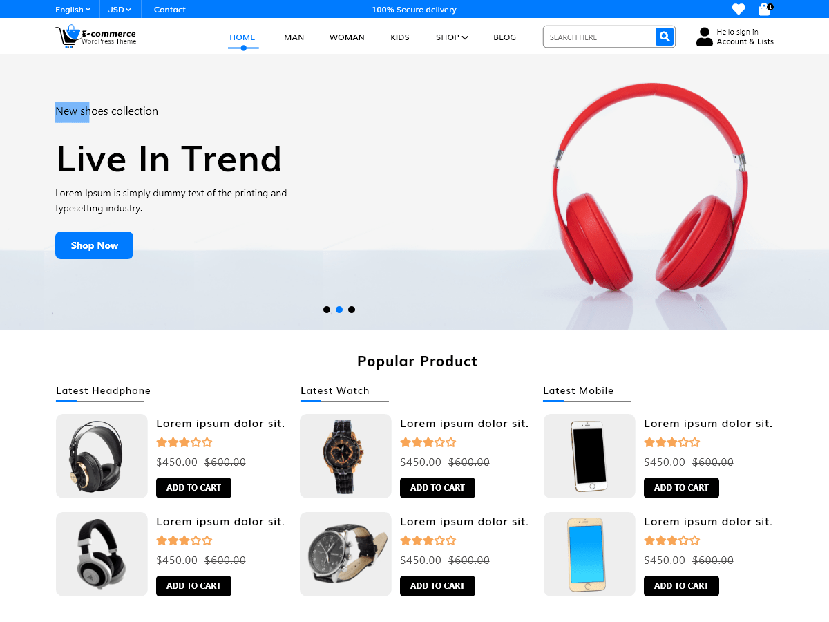 Ecommerce Store Elementor