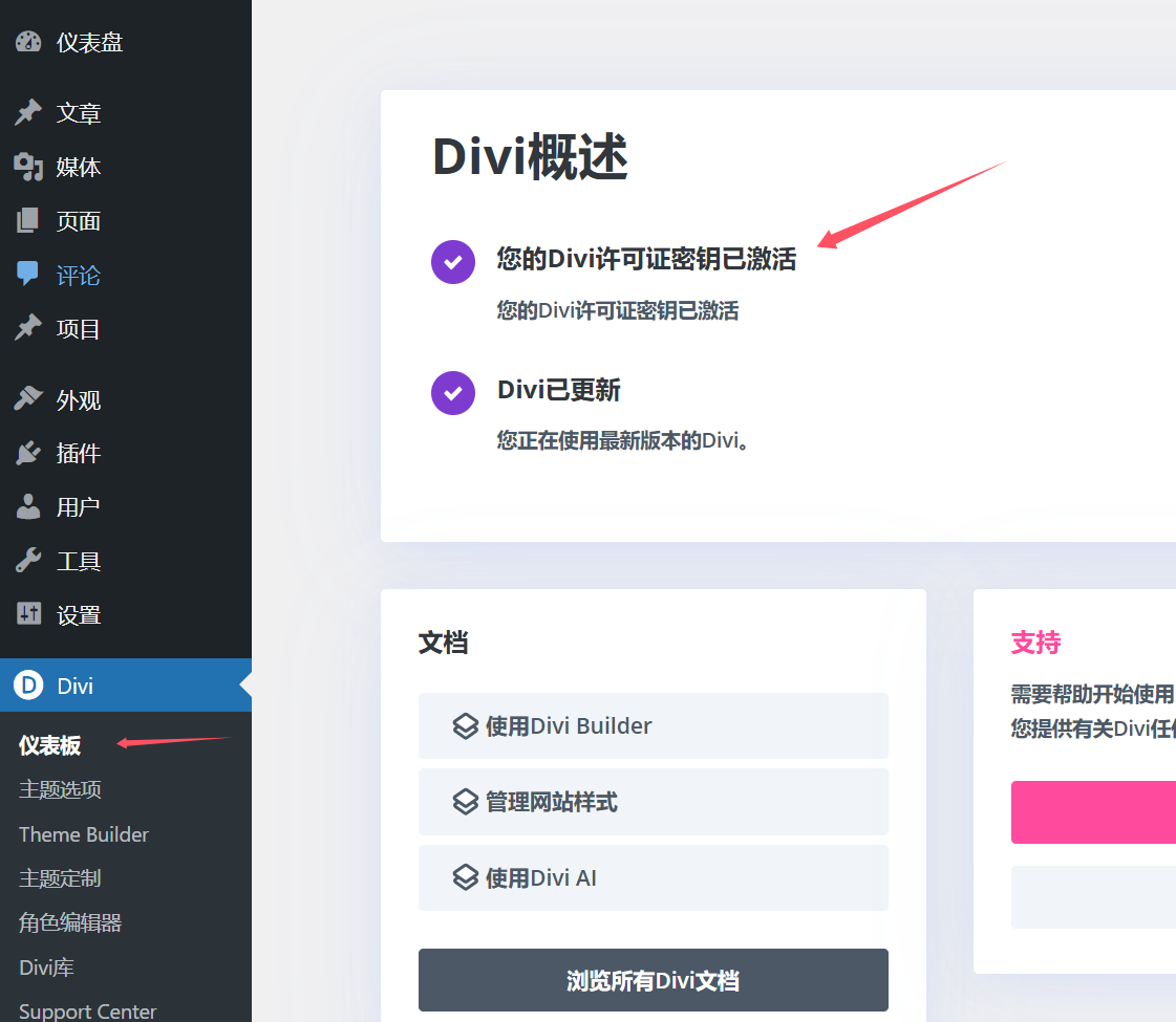 Divi 主题安装激活